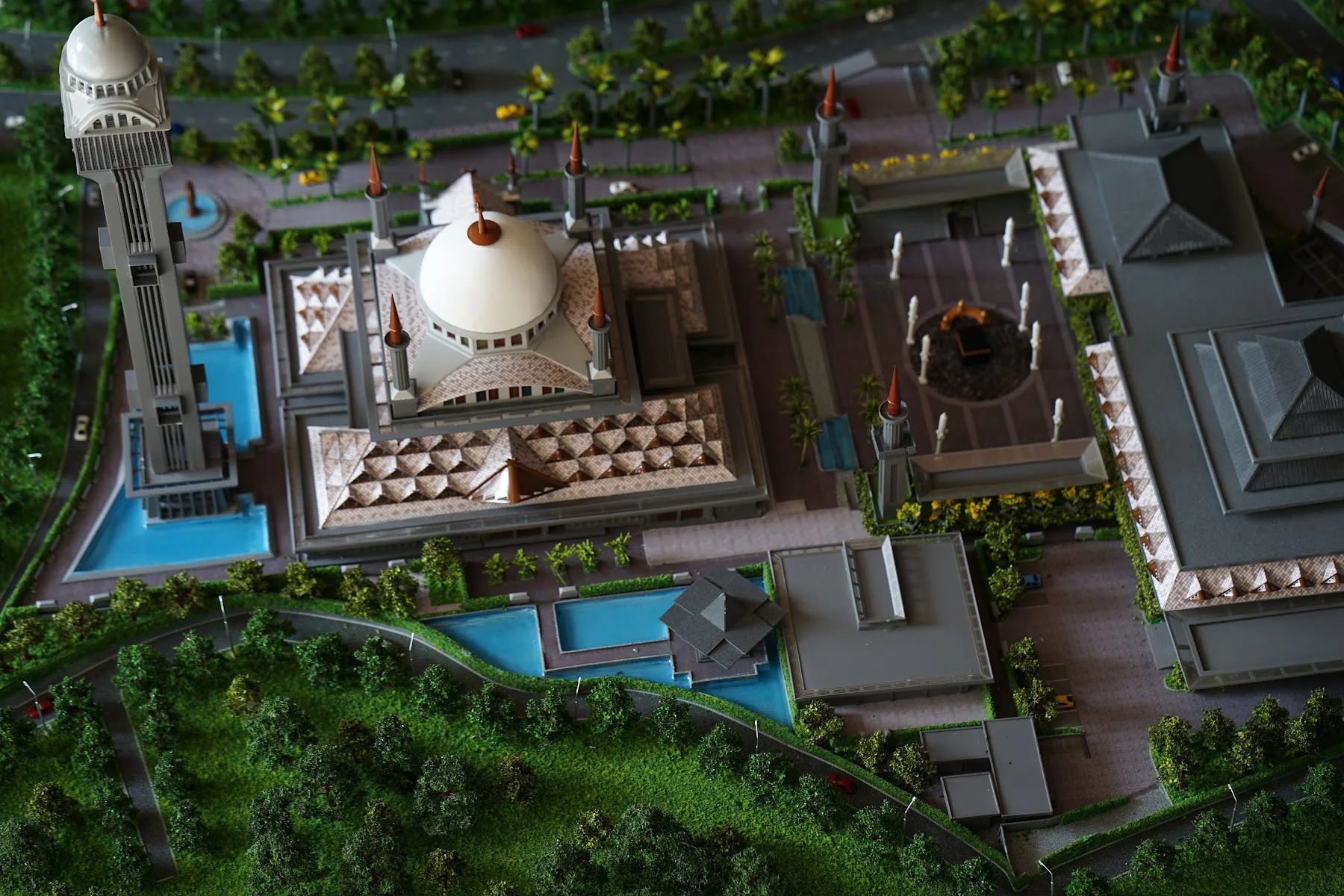 Masjid Raya Bogor scale model overview with landscape and surrounding site.