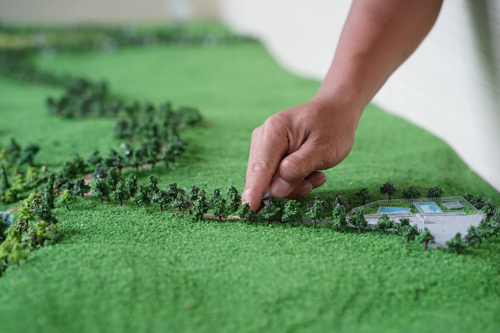 Handcraft detail on a landscape model.